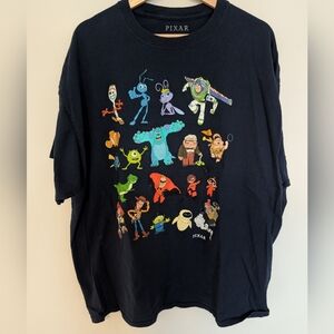 Disney Pixar Characters Adult Blue Graphic Logo Short Sleeve T-Shirt Size XXL